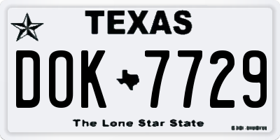 TX license plate DOK7729