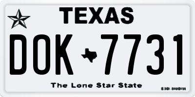 TX license plate DOK7731