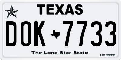 TX license plate DOK7733