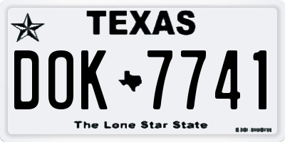 TX license plate DOK7741