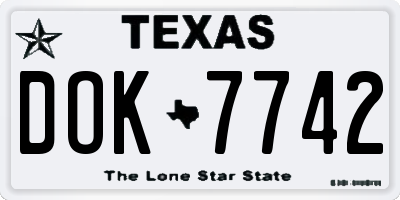 TX license plate DOK7742