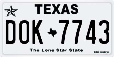 TX license plate DOK7743
