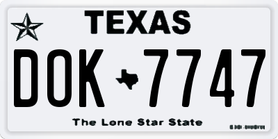 TX license plate DOK7747