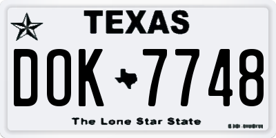 TX license plate DOK7748