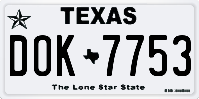 TX license plate DOK7753