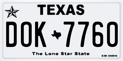 TX license plate DOK7760
