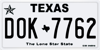 TX license plate DOK7762