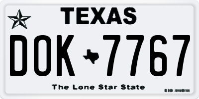 TX license plate DOK7767