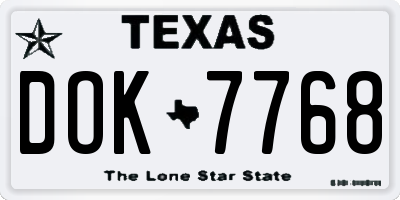 TX license plate DOK7768