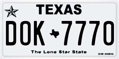 TX license plate DOK7770
