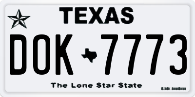 TX license plate DOK7773