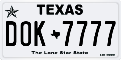 TX license plate DOK7777