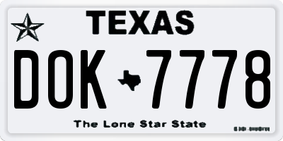 TX license plate DOK7778