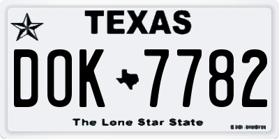 TX license plate DOK7782