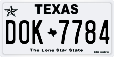 TX license plate DOK7784