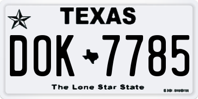 TX license plate DOK7785