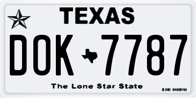 TX license plate DOK7787