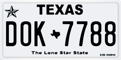 TX license plate DOK7788
