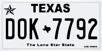 TX license plate DOK7792