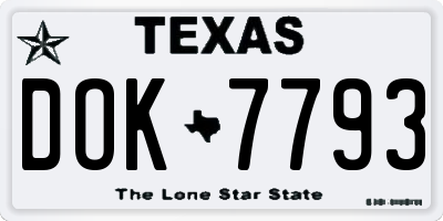TX license plate DOK7793