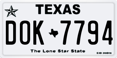 TX license plate DOK7794