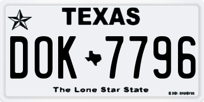 TX license plate DOK7796
