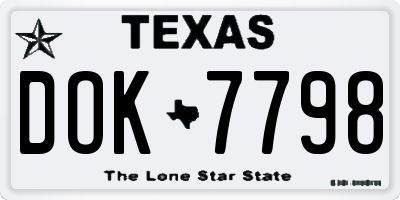 TX license plate DOK7798