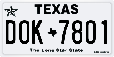 TX license plate DOK7801