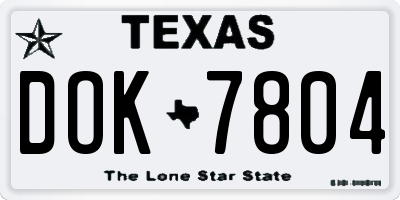 TX license plate DOK7804