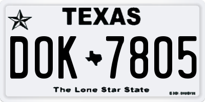 TX license plate DOK7805