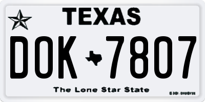 TX license plate DOK7807