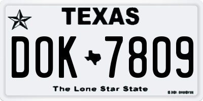 TX license plate DOK7809