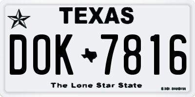 TX license plate DOK7816