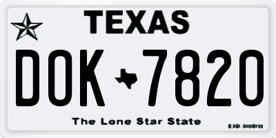TX license plate DOK7820