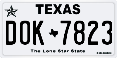 TX license plate DOK7823