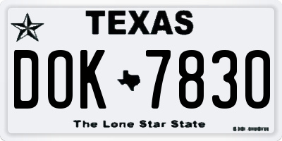TX license plate DOK7830