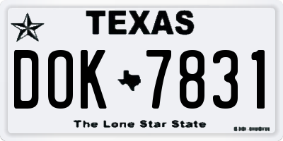 TX license plate DOK7831