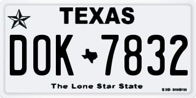 TX license plate DOK7832