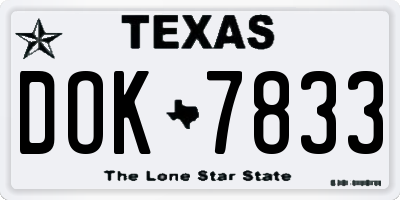 TX license plate DOK7833