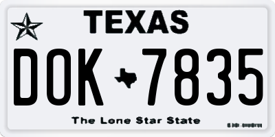 TX license plate DOK7835