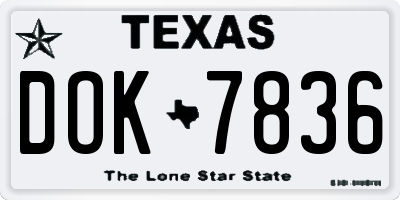 TX license plate DOK7836