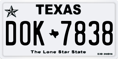 TX license plate DOK7838