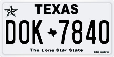 TX license plate DOK7840