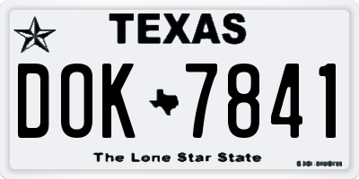 TX license plate DOK7841