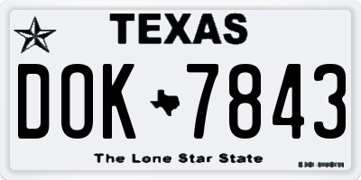 TX license plate DOK7843