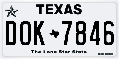 TX license plate DOK7846