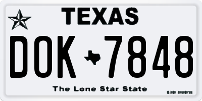 TX license plate DOK7848