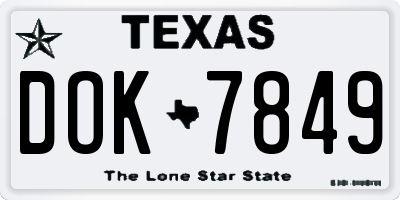 TX license plate DOK7849