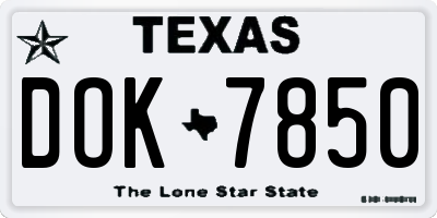 TX license plate DOK7850