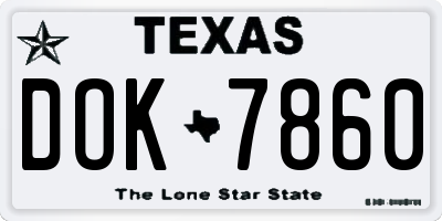 TX license plate DOK7860